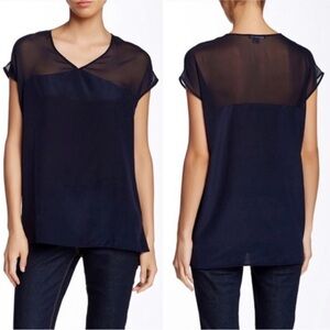 Vince Navy Sheer Blouse 100% silk